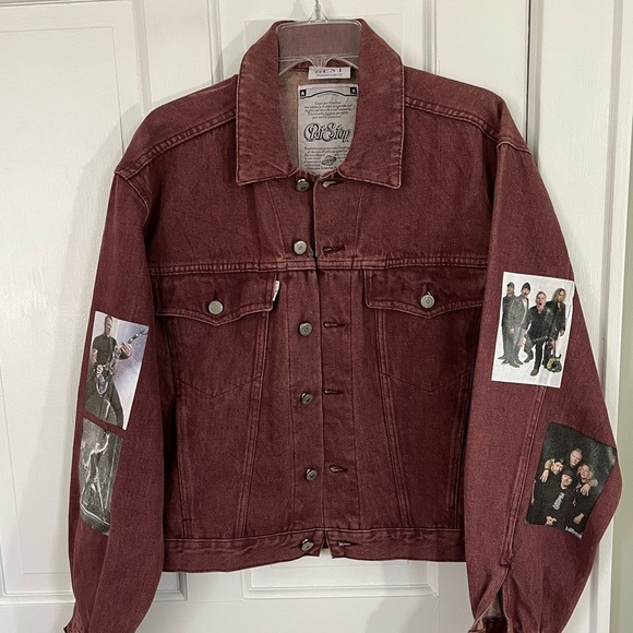 Metallica Pit Stop Brick Red Denim Jacket Adult M Heavy Metal Retro Streetwear - Picture 7 of 13